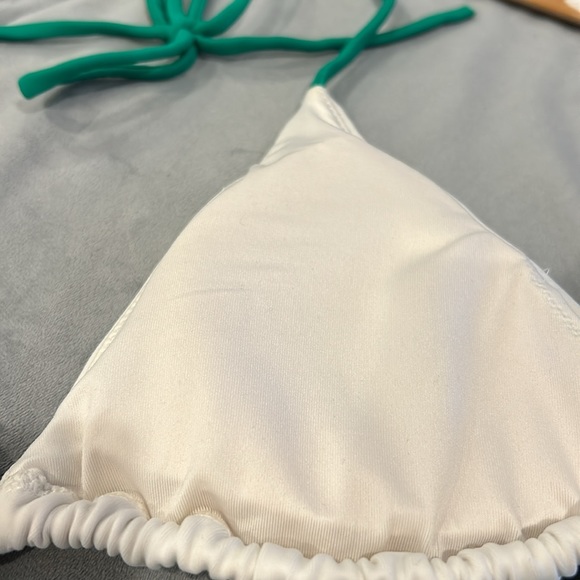 Colorful Beaded White Triangle Style Bikini Top-Sz M - Picture 8 of 10